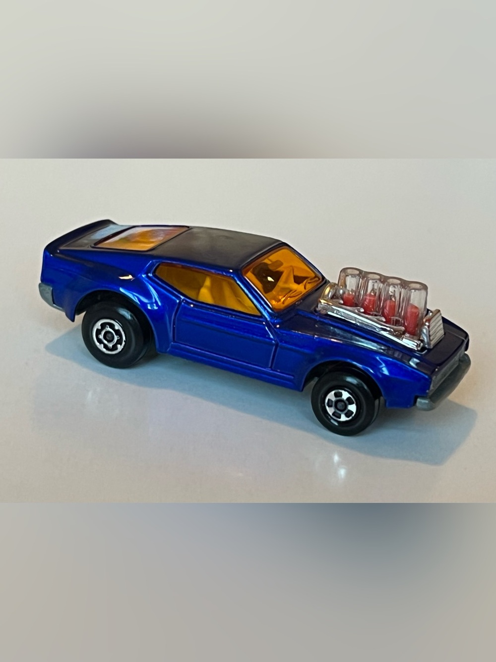 Vintage Matchbox Rolamatics 1973 No 10 Mustang Piston Popper Blue Lesney England